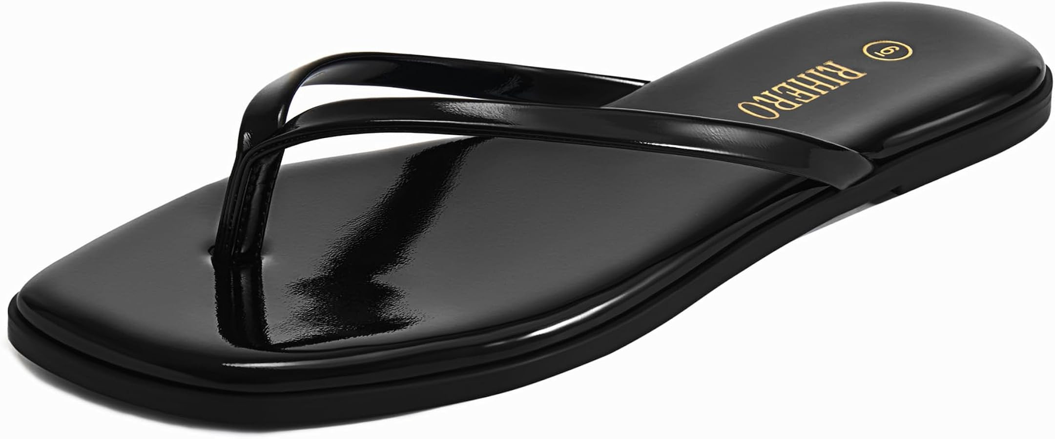 Rihero Flip Flops for Women Comfortable Square Toe Beach Sandals Slip On Leather Thong Flat Sanda... | Amazon (US)