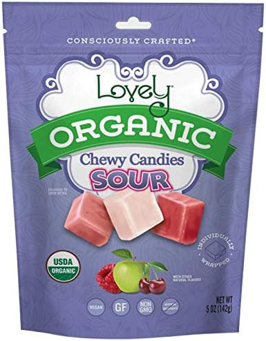 ORGANIC Sour Chewy Candies - Lovely Candy Co. 5oz Bag - Raspberry, Apple & Cherry Flavors | NO HF... | Amazon (US)