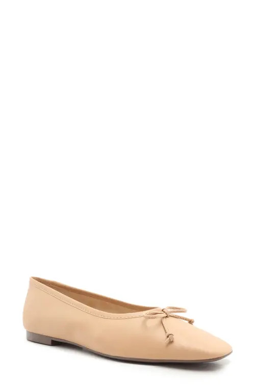 Schutz Arissa Square Toe Ballet Flat in Honey Beige Leather at Nordstrom, Size 9.5 | Nordstrom