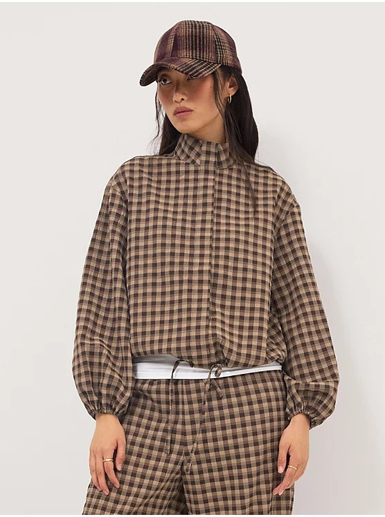 Gingham Funnel Neck Shirt | George
