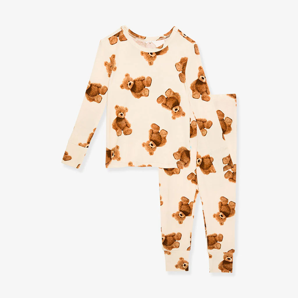 Bears Yellow Long Sleeve Toddler Pajamas | Teddy Freddy | Posh Peanut