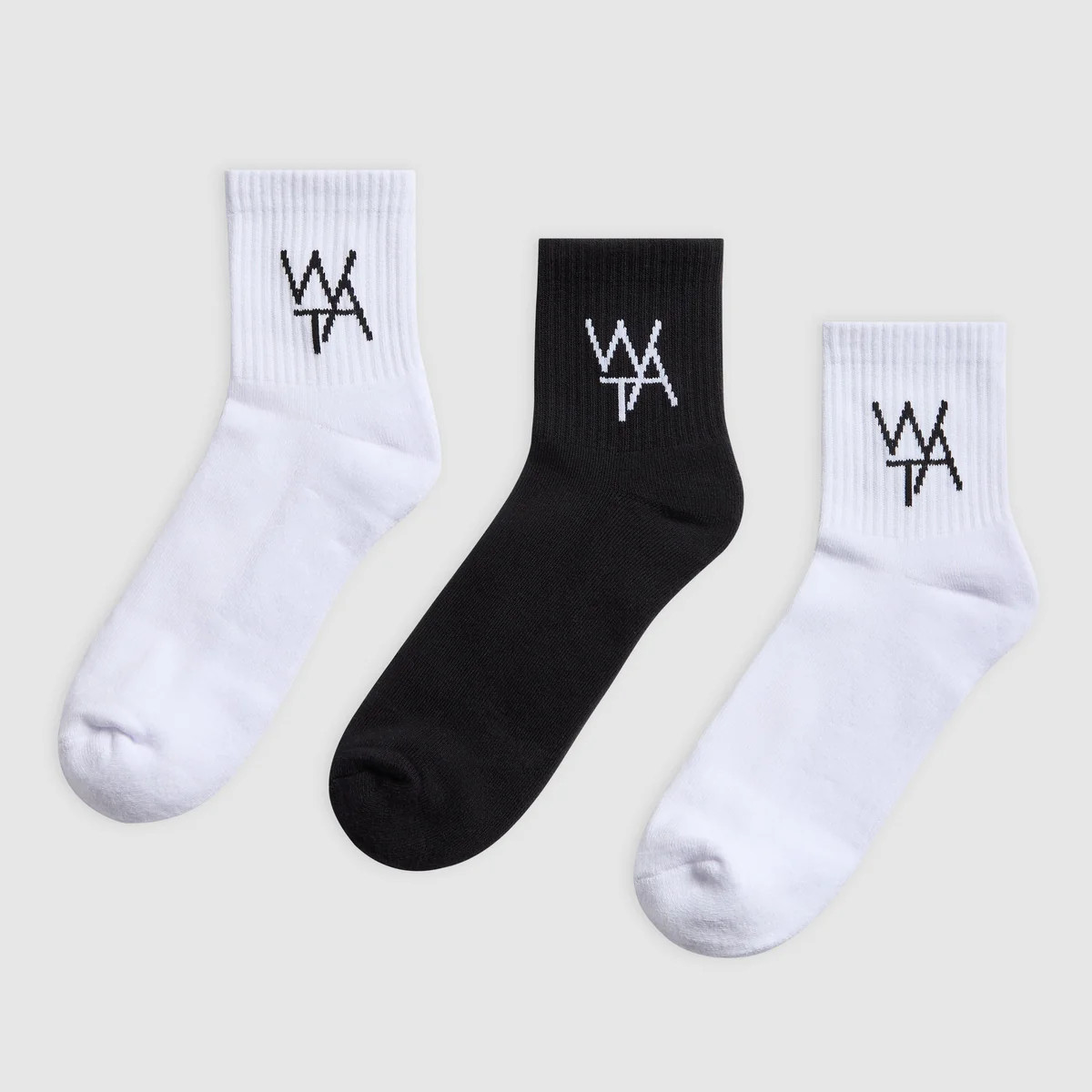 3 PACK LOGO SOCKS - MONOCHROME | WAT The Brand