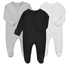 Aablexema Baby Zipper Pajamas Bamboo Rayon, 3pcs Unisex Infant Onesie with Mitten Long Sleeve Foo... | Amazon (US)