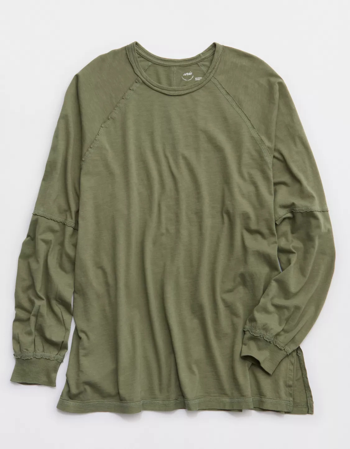 Aerie Cozy Long Sleeve Oversized Boyfriend T-Shirt | American Eagle Outfitters (US & CA)