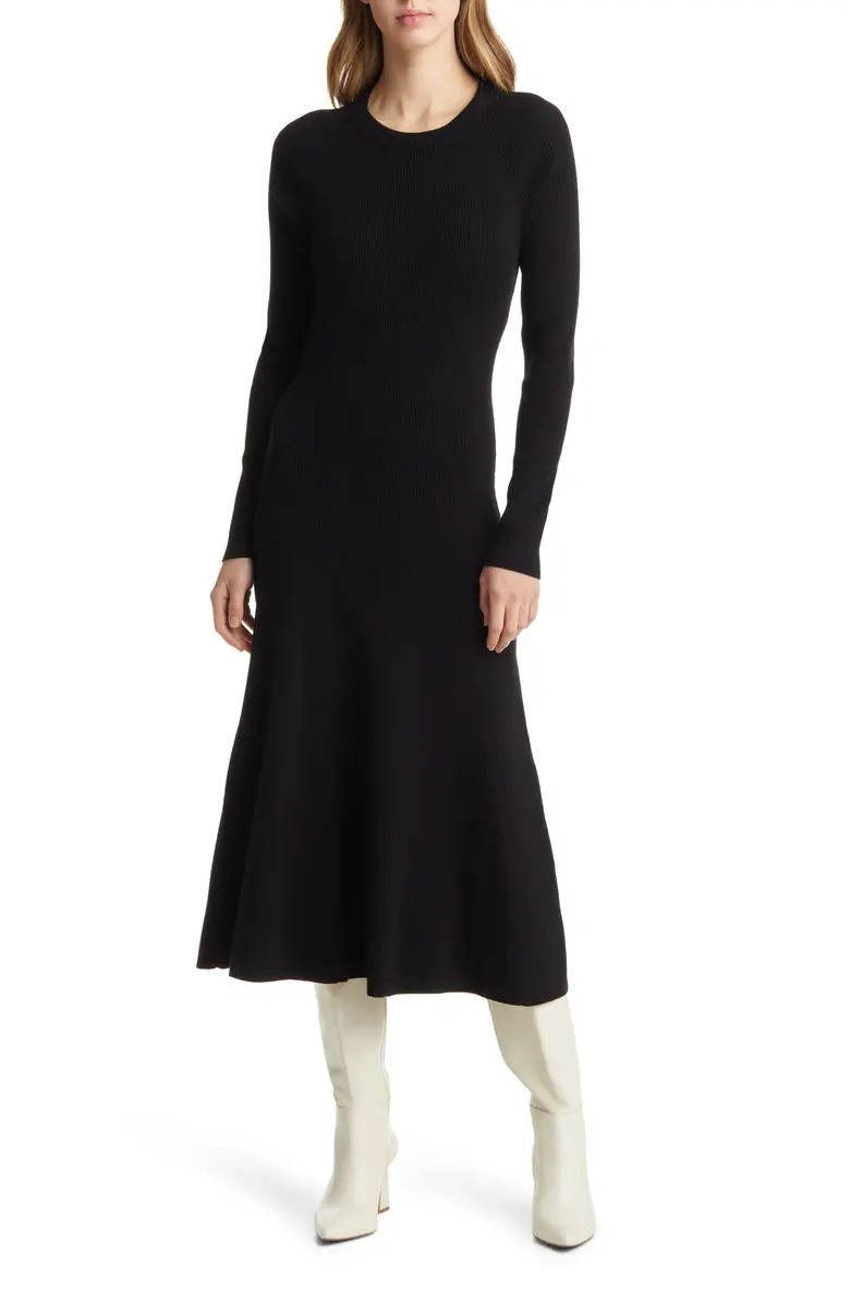 Ribbed Cutout Long Sleeve Sweater DressHALOGEN® | Nordstrom