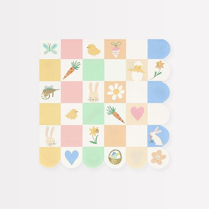 Meri Meri Easter Icon Checkerboard Large Napkins (Pack of 16) - Easter | Amazon (US)