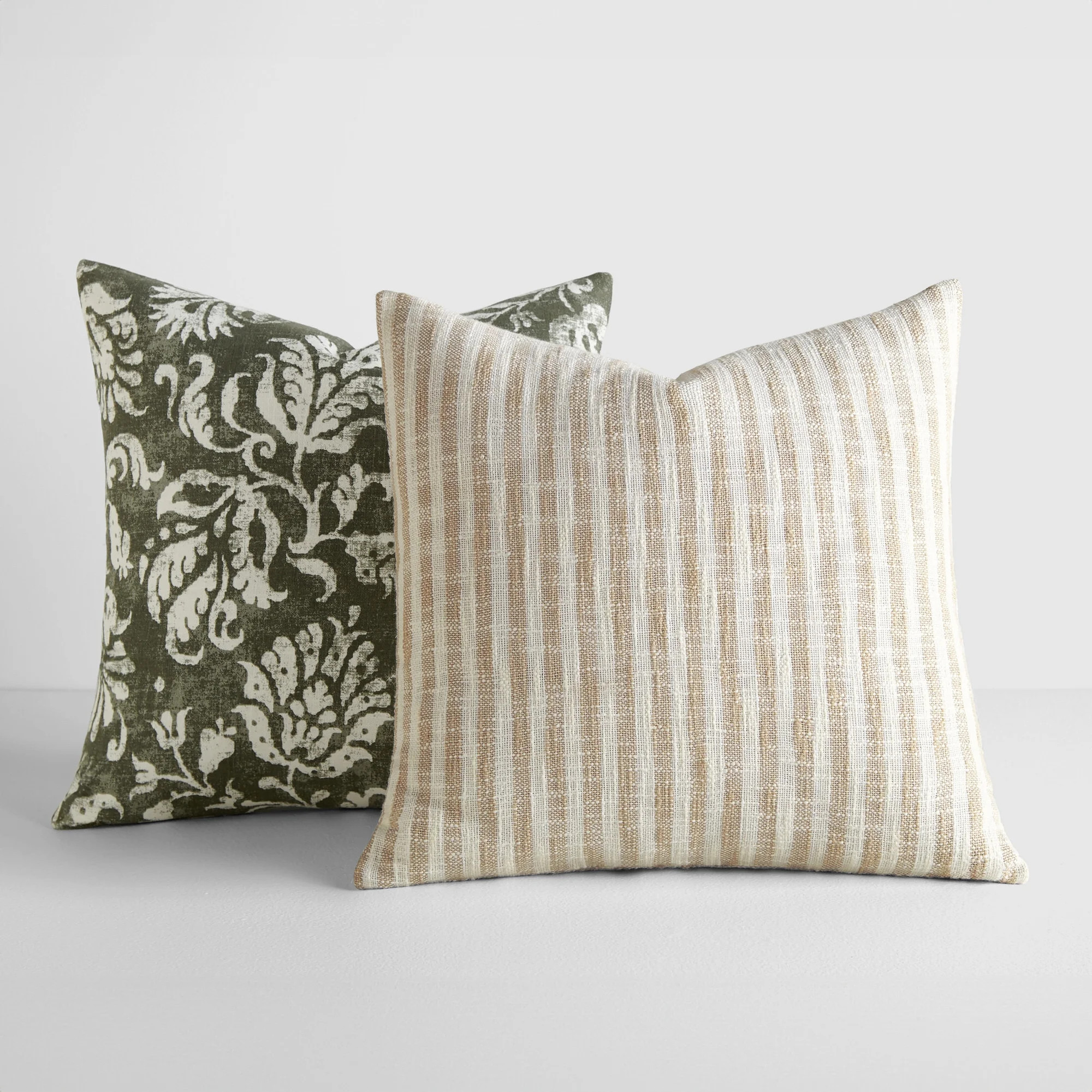 2-Pack Decor Throw Pillows in Yarn-Dyed Bengal Stripe / Distressed Floral Patterns by Comfort Can... | Walmart (US)