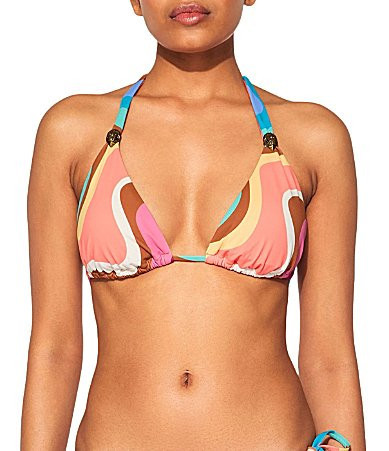 Kurt Geiger London Kensington Rainbow Swirl Triangle Swim Top - S | Dillard's