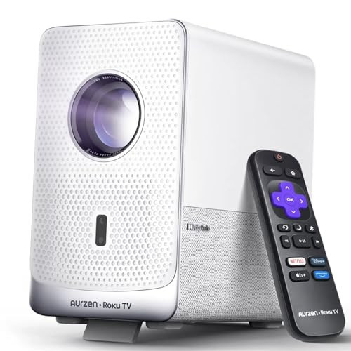 Aurzen Roku TV Smart Projector with Wifi and Bluetooth, D1R Cube Roku Streaming Experience Built-in, Sealed Optical Engine, 1080P FHD, Dolby Audio, Portable Mini Projector for Home/Outdoor Movies | Amazon (US)