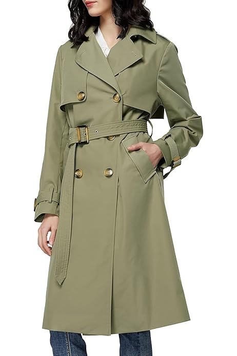 Winkinlin Women Double Breasted Long Trench Coat, Classic Lapel Long Autumn Jacket Windproof Overcoa | Amazon (UK)