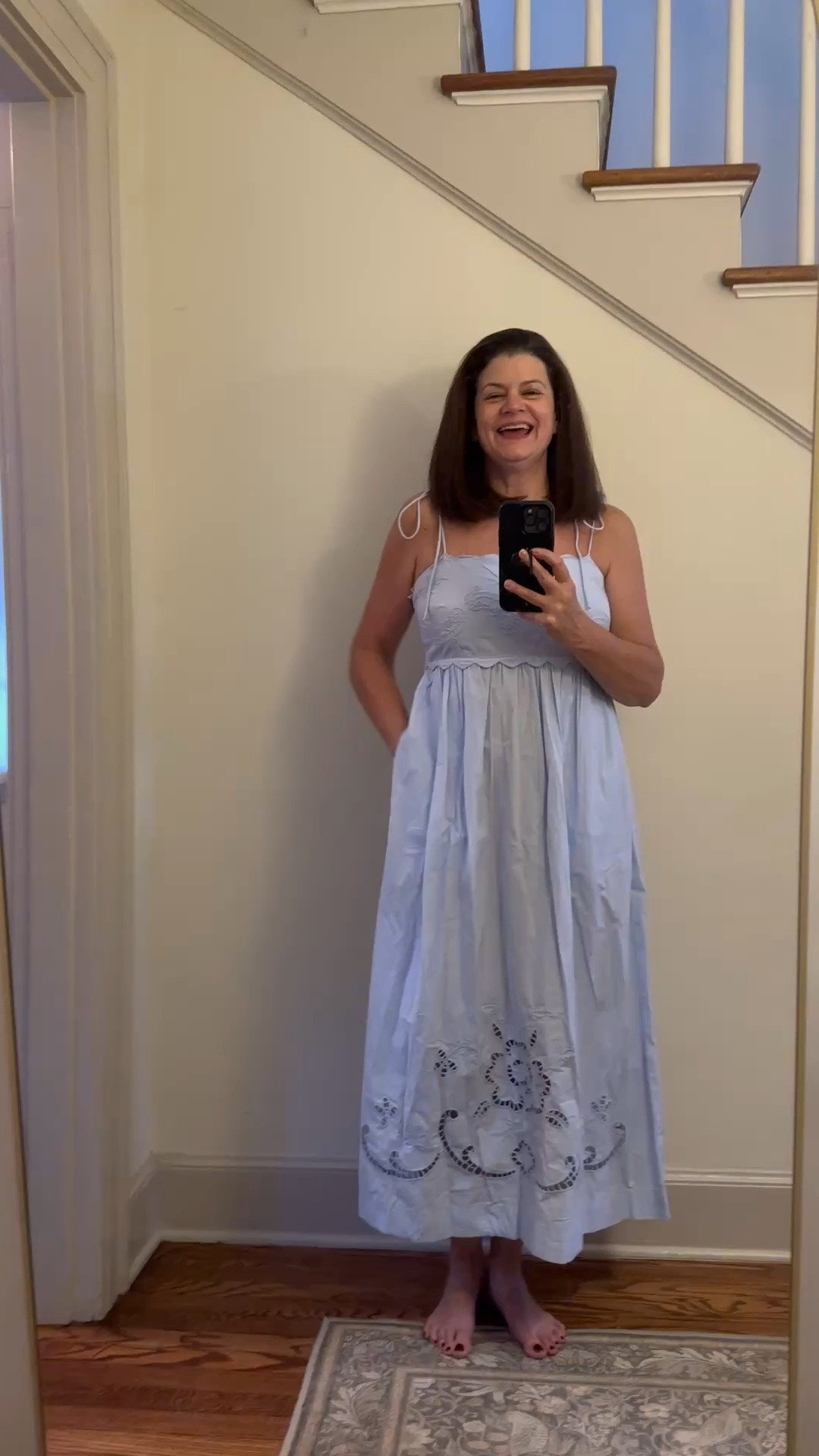 Loving this Walmart dress that had beautiful details, self tie straps, scallops, smocking, and pockets! Lightweight and perfect for all the long days of summer!

#LTKWorkwear #LTKOver40 #LTKSeasonal