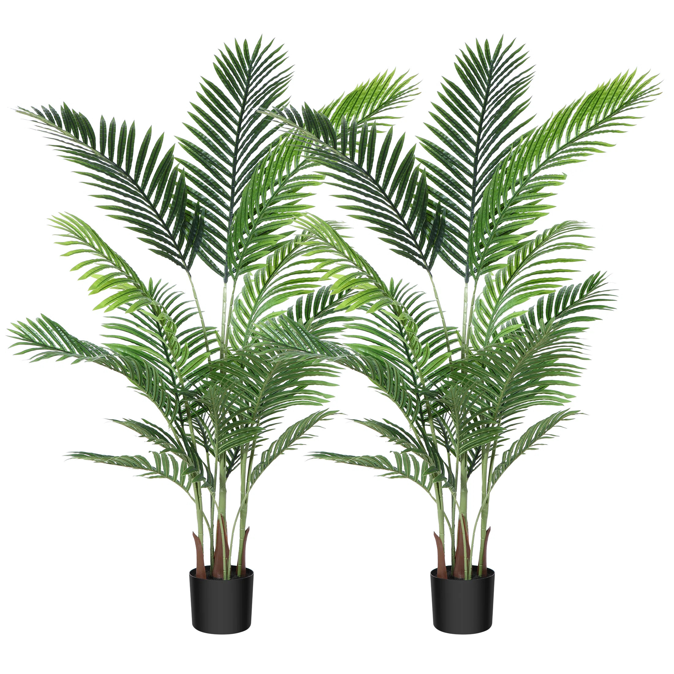 Adcock Artificial Palm Tree in Black Pot, 55in UV Resistant Faux Palm Plant for Home Indoor (Set ... | Wayfair North America