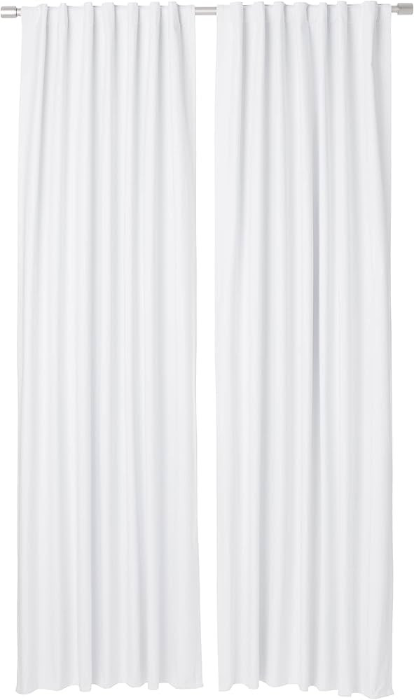 Amazon Basics Room Darkening Blackout Window Curtains with Back Tab Hanging Loops - 52" x 96" Whi... | Amazon (US)