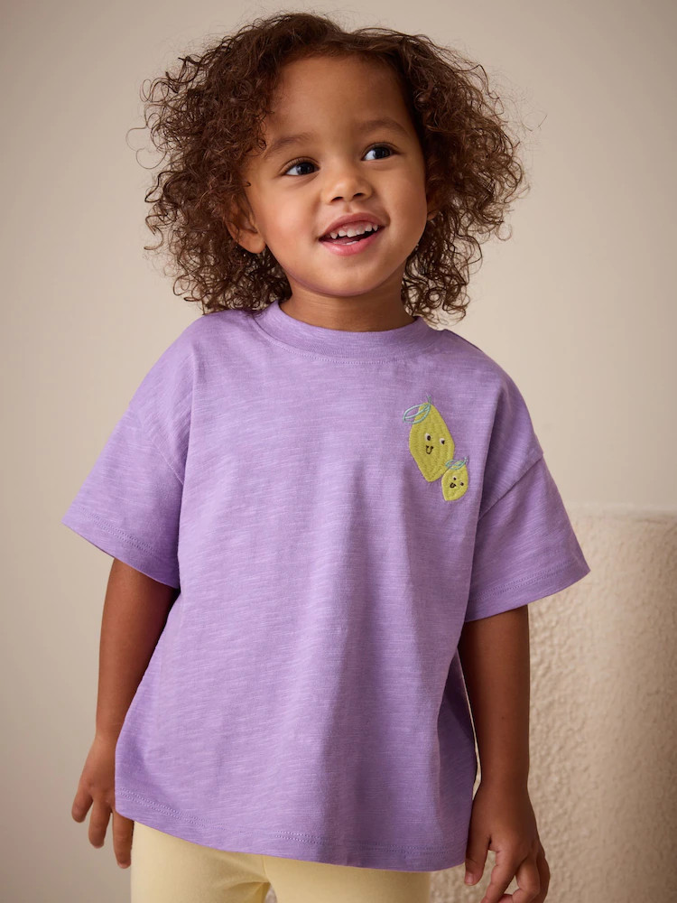 Purple Lemon Short Sleeve Embroidered T-Shirt (3mths-7yrs) | Next US
