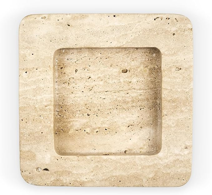 Travertine Stone Square Tray - Marble Tray for Kitchen, Dining Room, Living Room, Bedroom, Bathro... | Amazon (US)
