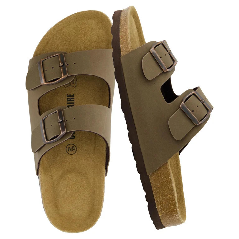 Cushionaire Lane Cork Footbed Sandals for Women – Comfortable Double Buckle Slip-On with Genuin... | Walmart (US)