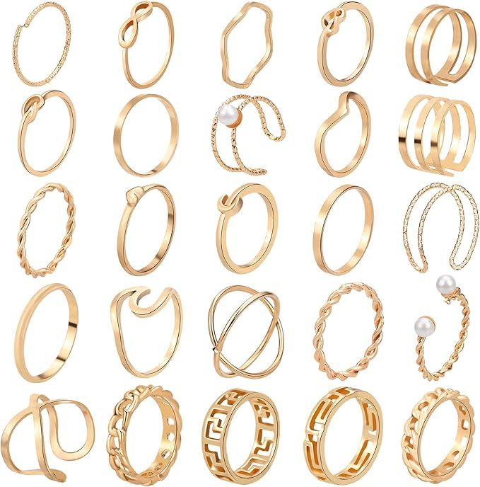 ONESING 25 Pcs Knuckle Rings for Women Stackable Rings Sets Girls Bohemian Retro Vintage Joint Fi... | Amazon (US)