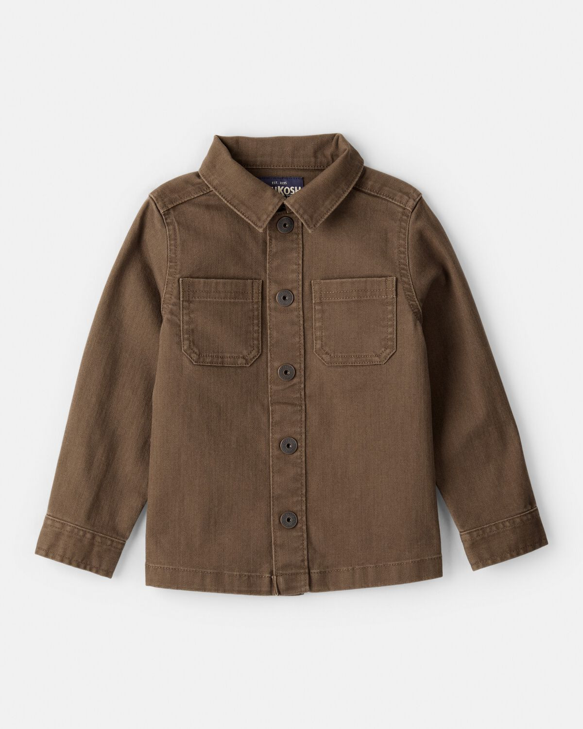 Toddler Boy Long-Sleeve Button-Down Shirt - Brown | Carter's Inc