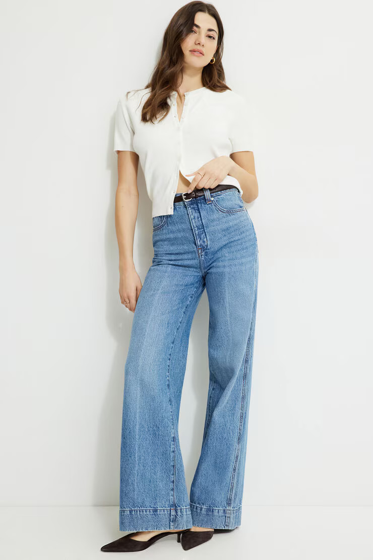 Lennon Ultra High Rise Wide Leg Column Jeans | Dynamite Clothing