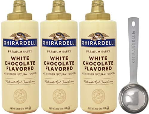 Ghirardelli White Chocolate Sauce Squeeze Bottles 16 oz (Pack of 3) with Ghirardelli Stamped Bari... | Amazon (US)