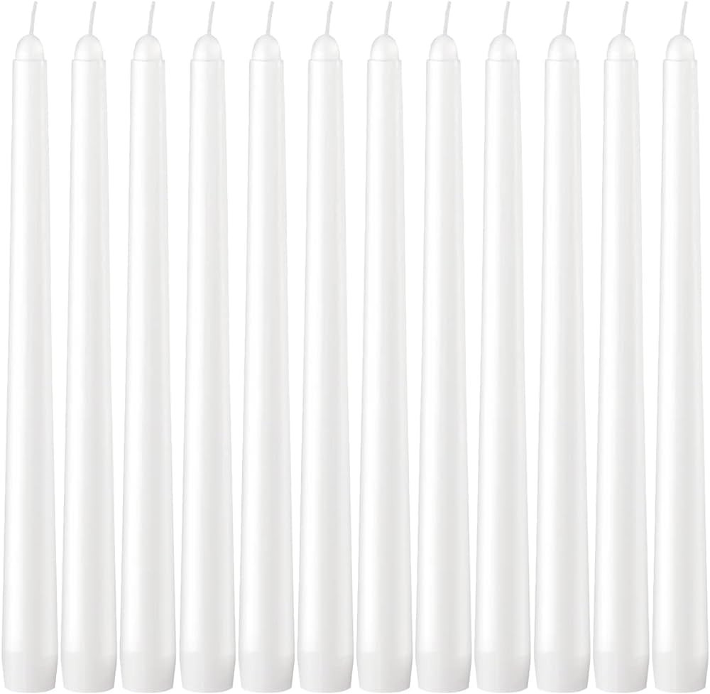 12 Pack Tall Taper - 10 Inch White Dripless, Unscented Dinner Candle - Paraffin Wax with Cotton W... | Amazon (US)