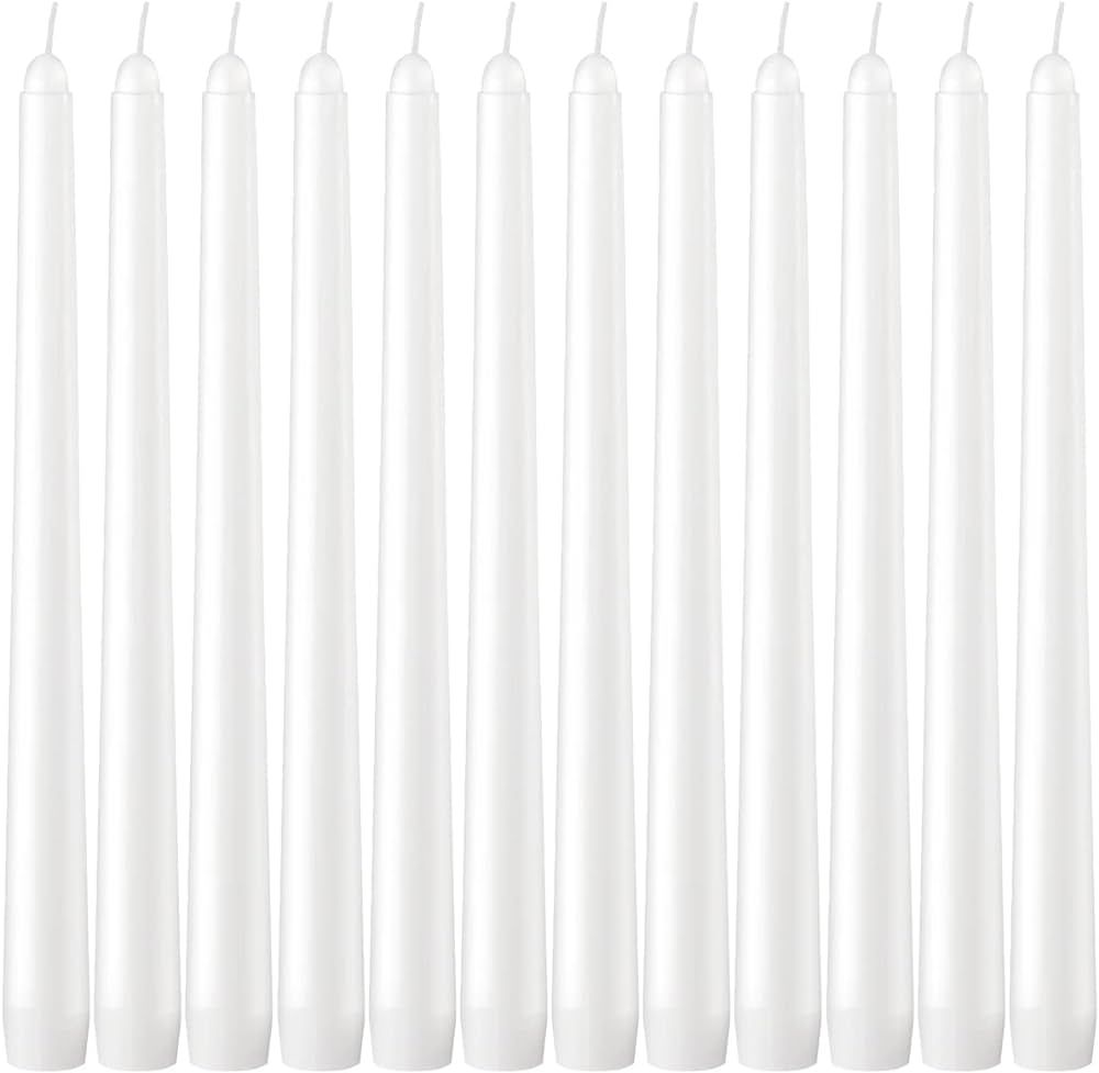 12 Pack Tall Taper - 10 Inch White Dripless, Unscented Dinner Candle - Paraffin Wax with Cotton W... | Amazon (US)