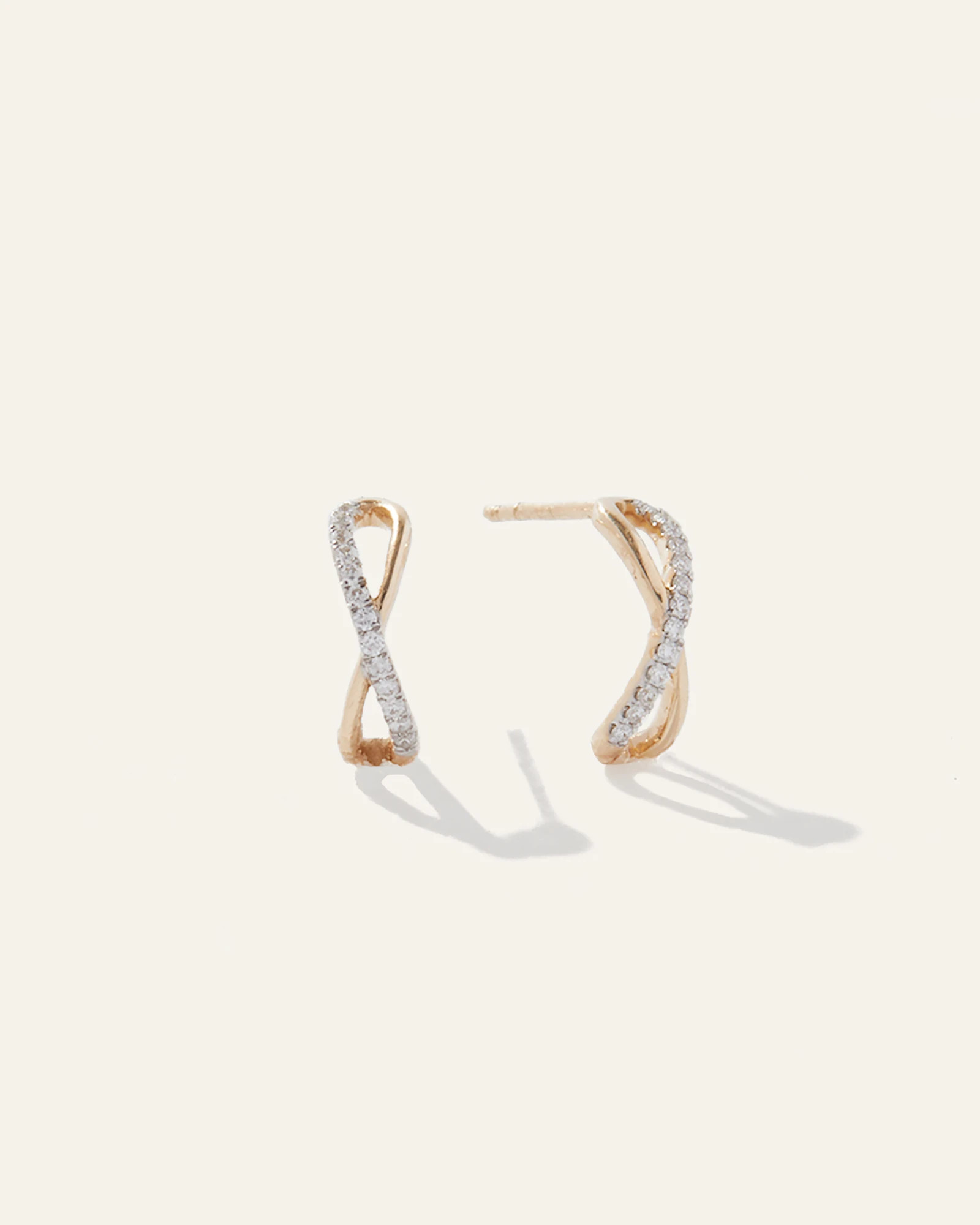 14K Gold Pave Diamond X Hoops | Quince
