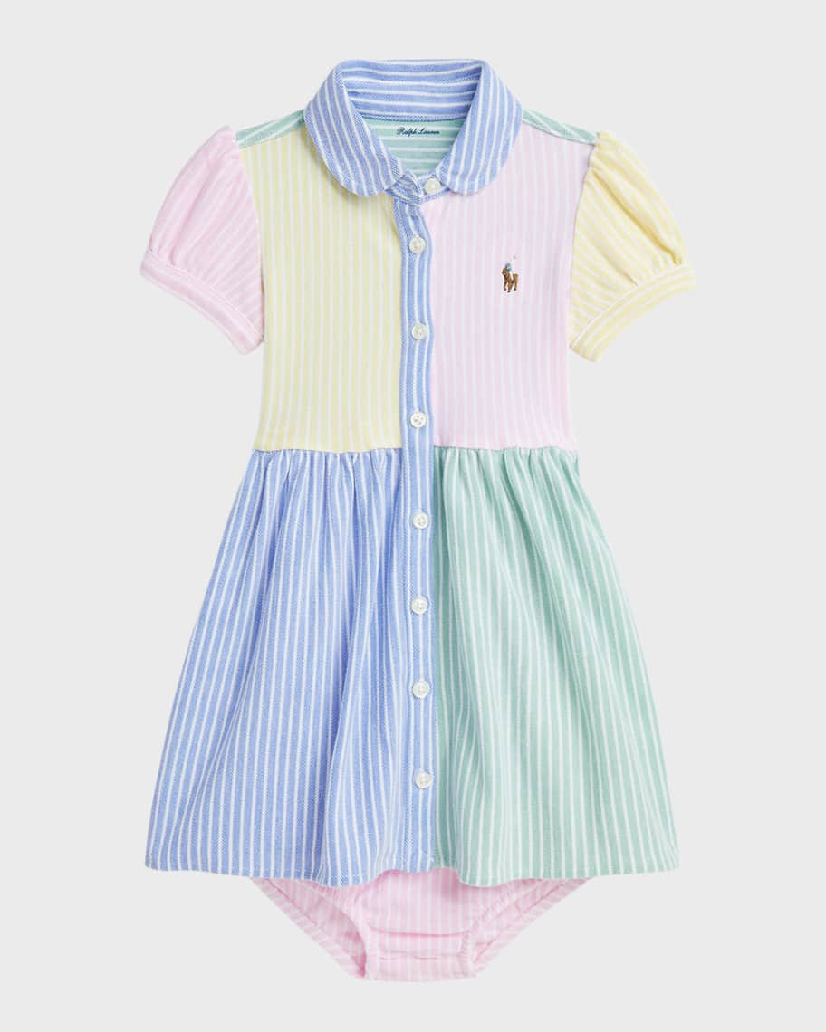 Ralph Lauren Childrenswear Girl's Color Block Shirt Dress with Bloomers, Size 3M-24M | Neiman Marcus