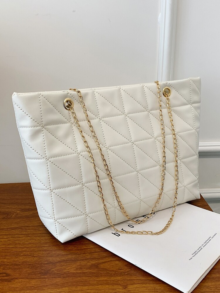 Minimalist Quilted Chain Tote Bag | SHEIN