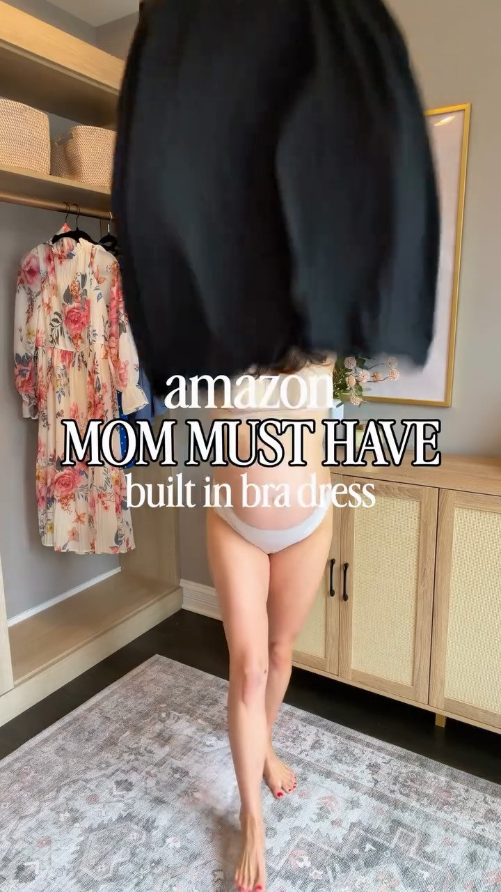 This built in bra throw on and go black dress is my go-to for every occasion. Wearing size small.. non-maternity, but works for the bump! I am 5'4.5 

 