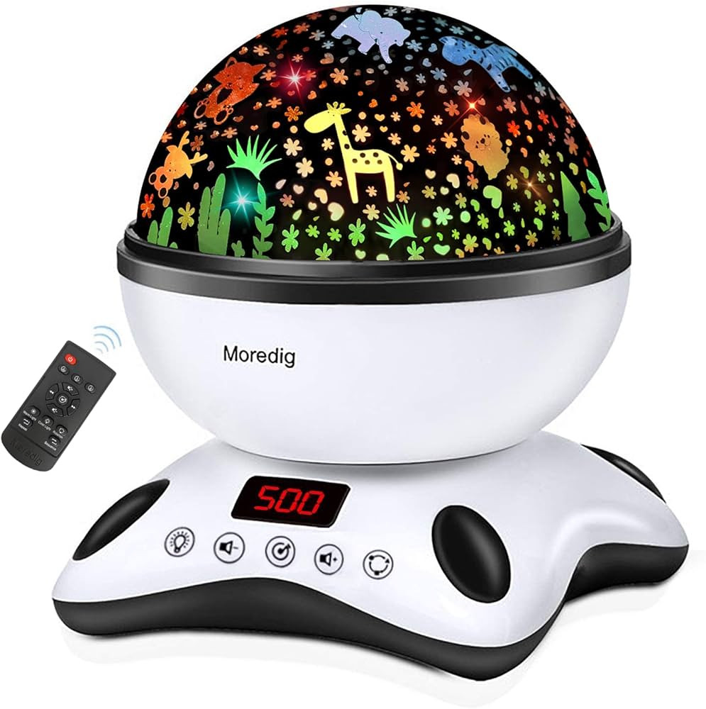 Moredig Kids Night Light Projector, Remote Baby Night Light for Kids Room with 12 Music Rotating ... | Amazon (US)