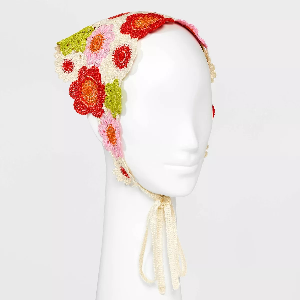 Crochet Headscarf - Wild Fable™ White/Red/Green/Floral Print | Target