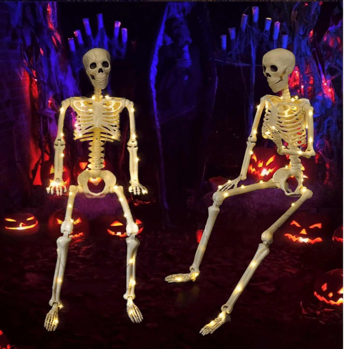 Halloween Skeleton LED Light Up Pose Stay Halloween Skeleton Full Body Posable Movable Jonints Fo... | Walmart (US)