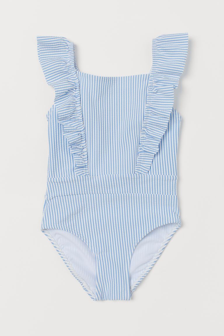 H & M - Ruffled Swimsuit - Blue | H&M (US + CA)