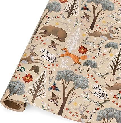 Ribbli Christmas Wrapping Paper Rolls,Mini Roll-17 Inch x 33 Feet-Christmas Woods | Amazon (US)