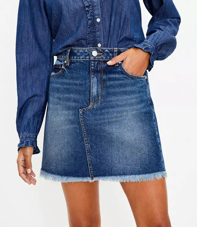 Frayed Denim Skirt | LOFT