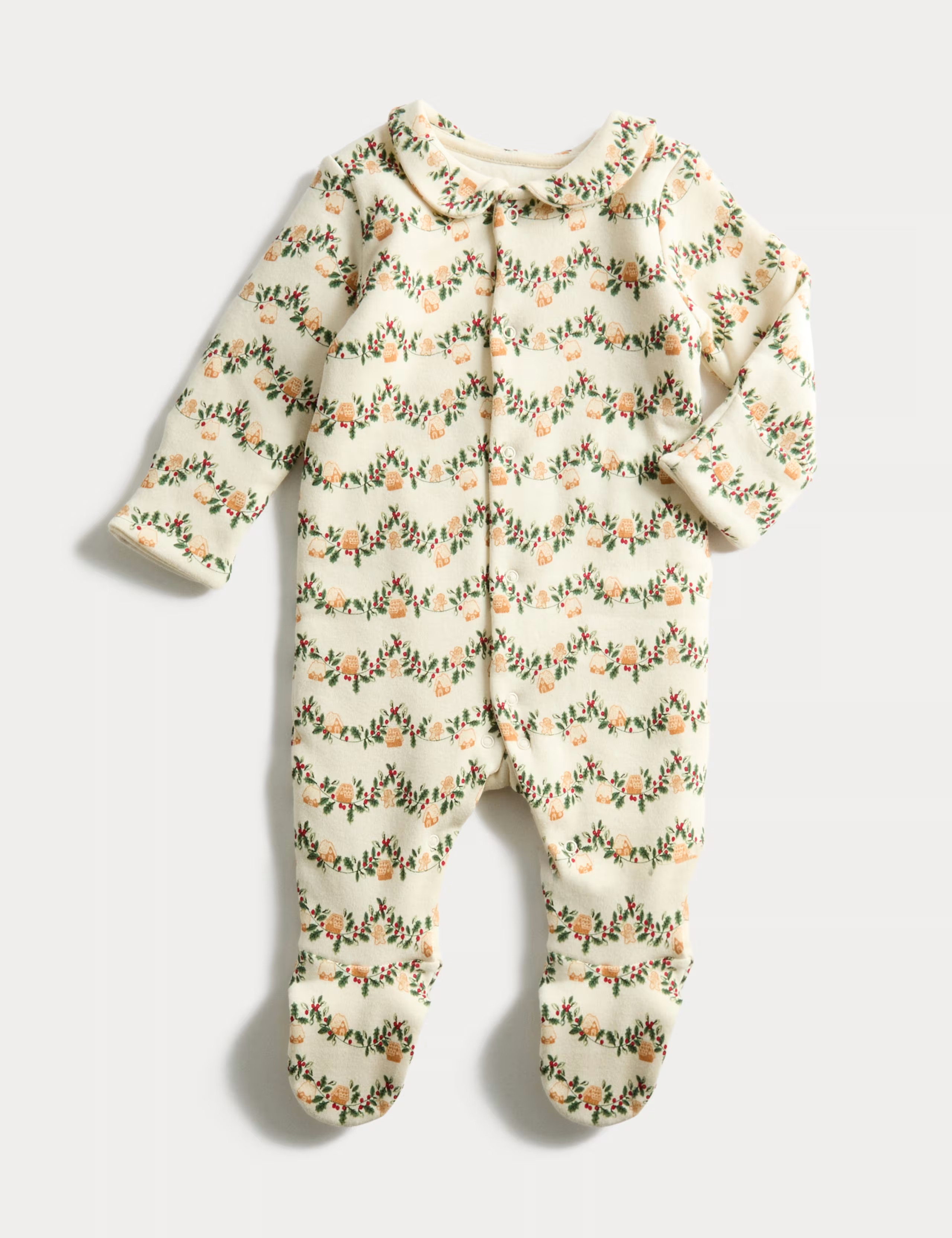 Pure Cotton Gingerbread Sleepsuit (0-12 Mths) | M&S | M&S | Marks & Spencer (UK)