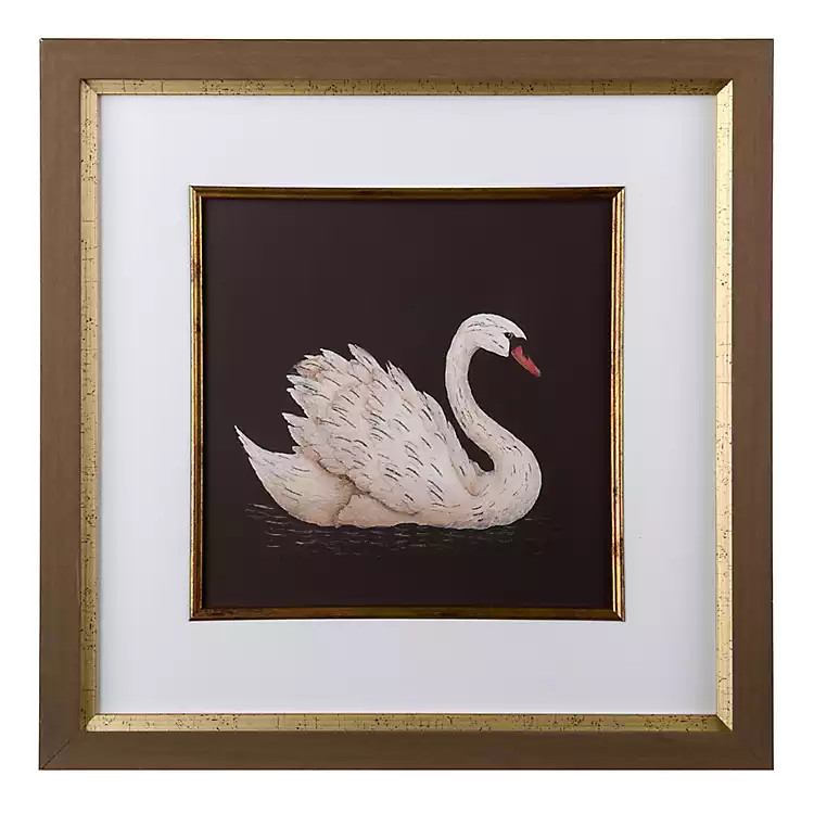 Graceful Swan Framed Art Print | Kirklands Home | Kirklands