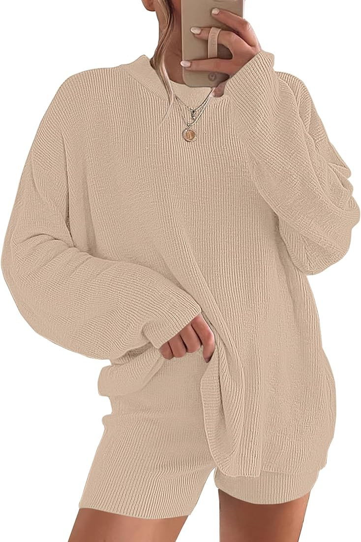 ANRABESS 2 Piece Outfits For Women 2024 Spring Lounge Matching Loungewear Sets Oversized Sweater ... | Amazon (US)