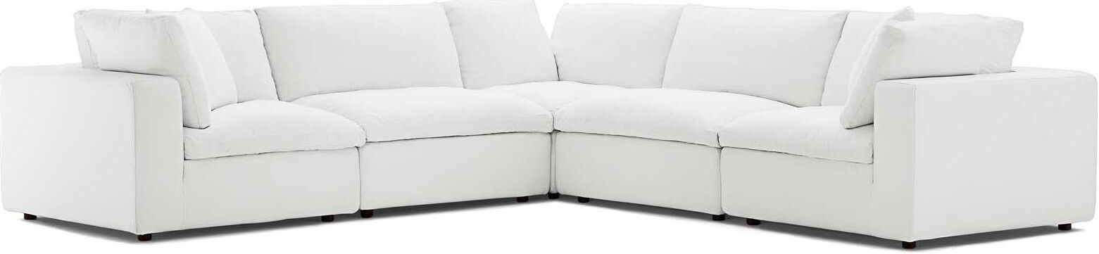 Commix White Down Filled Overstuffed 5 Piece Sectional Sofa Set EEI-3359-WHI | 1stopbedrooms