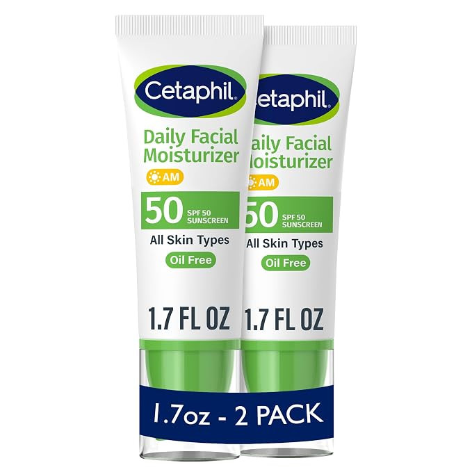 Cetaphil Daily Facial Moisturizer SPF 50, 1.7 Fl Oz (Pack of 2), Gentle Facial Moisturizer For Dr... | Amazon (US)