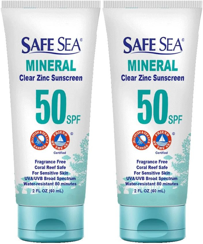 Safe Sea Zinc Oxide Sunscreen SPF50 | Clear Mineral Face Sunscreen Without White Cast | Anti-Jell... | Amazon (US)