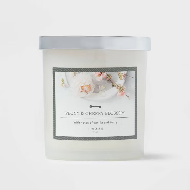 Lidded Milky Glass Jar Peony and Cherry Blossom Candle - Threshold™ | Target
