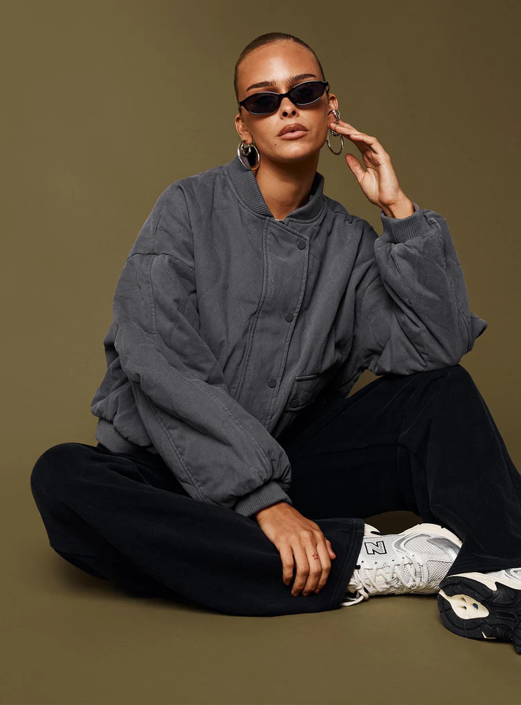 Stick Season Quilted Jacket Grey | Princess Polly US