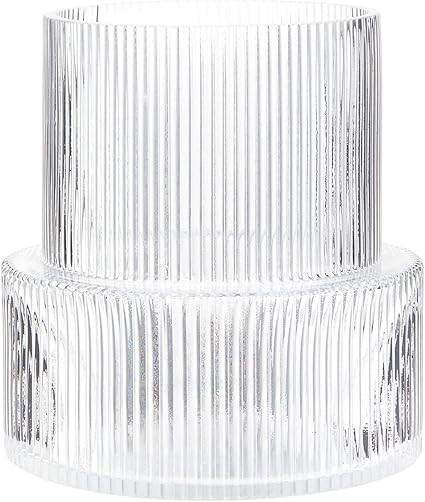 YANWE Clear Glass Vase, Ribbed Vase, Fluted Glass Vase, Flower Vase, Modern Vase for Centerpieces... | Amazon (US)