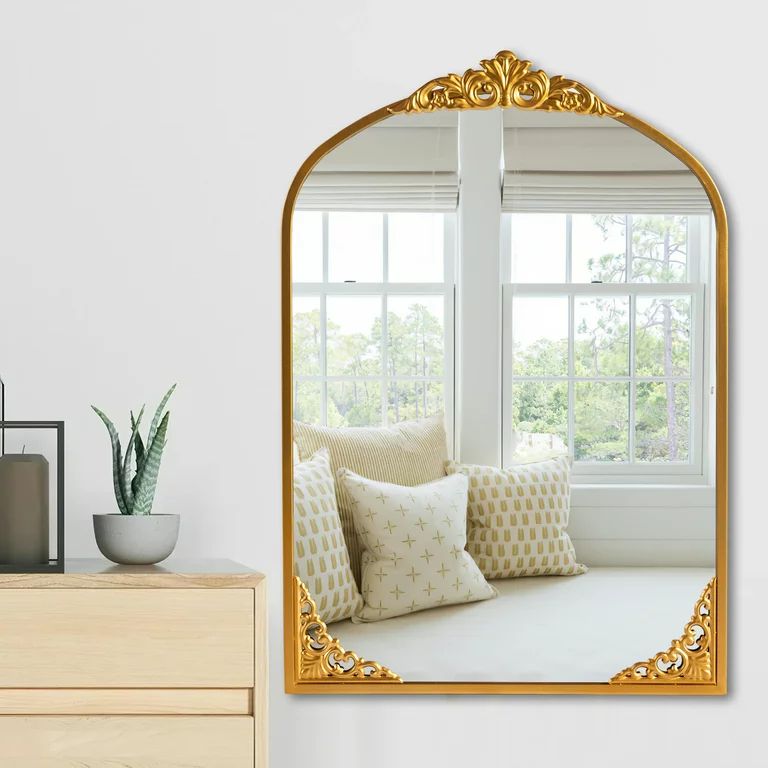 NeuType Arch Wall Mirror Vintage Fireplace Mirror 38"*26",Gold,Iron | Walmart (US)