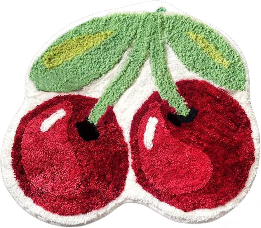 Lupidyyxun Cherry Bath Mat for Bathroom, Non Slip Cute Bath Mats Fruit Shaped Absorbent Bath Rugs... | Amazon (US)