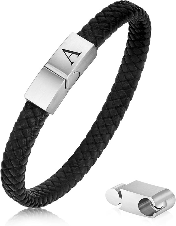 Leather Bracelet for Men Christmas Gifts - Premium Leather | Adjustable Magnetic Clasp | Meaningf... | Amazon (US)