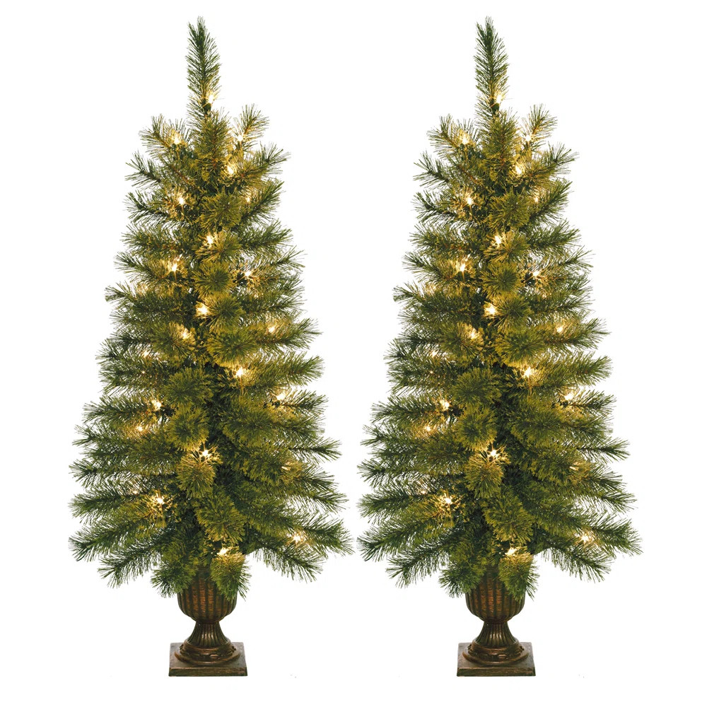The Holiday Aisle® 3.5' Green Artificial Christmas Tree with 35 Clear Lights with Urn Stand | Wa... | Wayfair North America