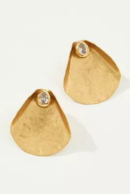 Folded Disc & Rhinestone Post Earrings | Anthropologie (US)